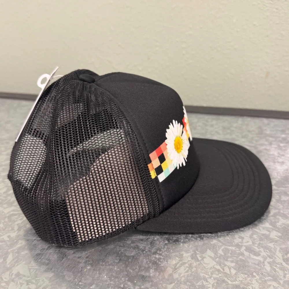 O'Neill Trucker Hat Mens OS Black New‎ Daisy Floral Graphic Mesh Snapback Cap